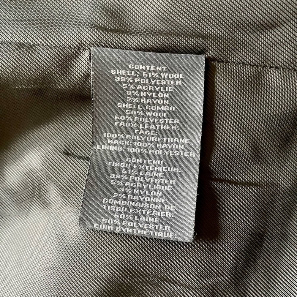 Vince Camuto Twill Cool Faux-Leather-Trim Coat Black Women’s Size Medium - Picture 7 of 7